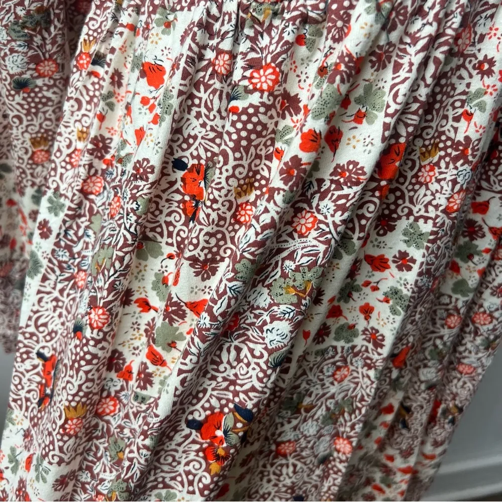 Vintage 90s Patchwork Floral Babydoll Dress Small Tan - Image 5