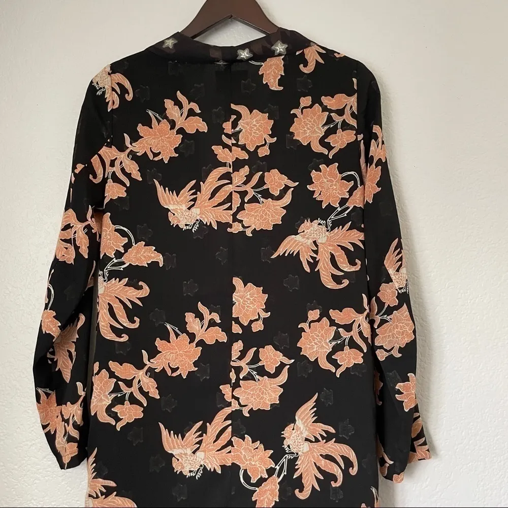 SCOTCH & SODA Black Floral Overcoat Duster Small - Image 8