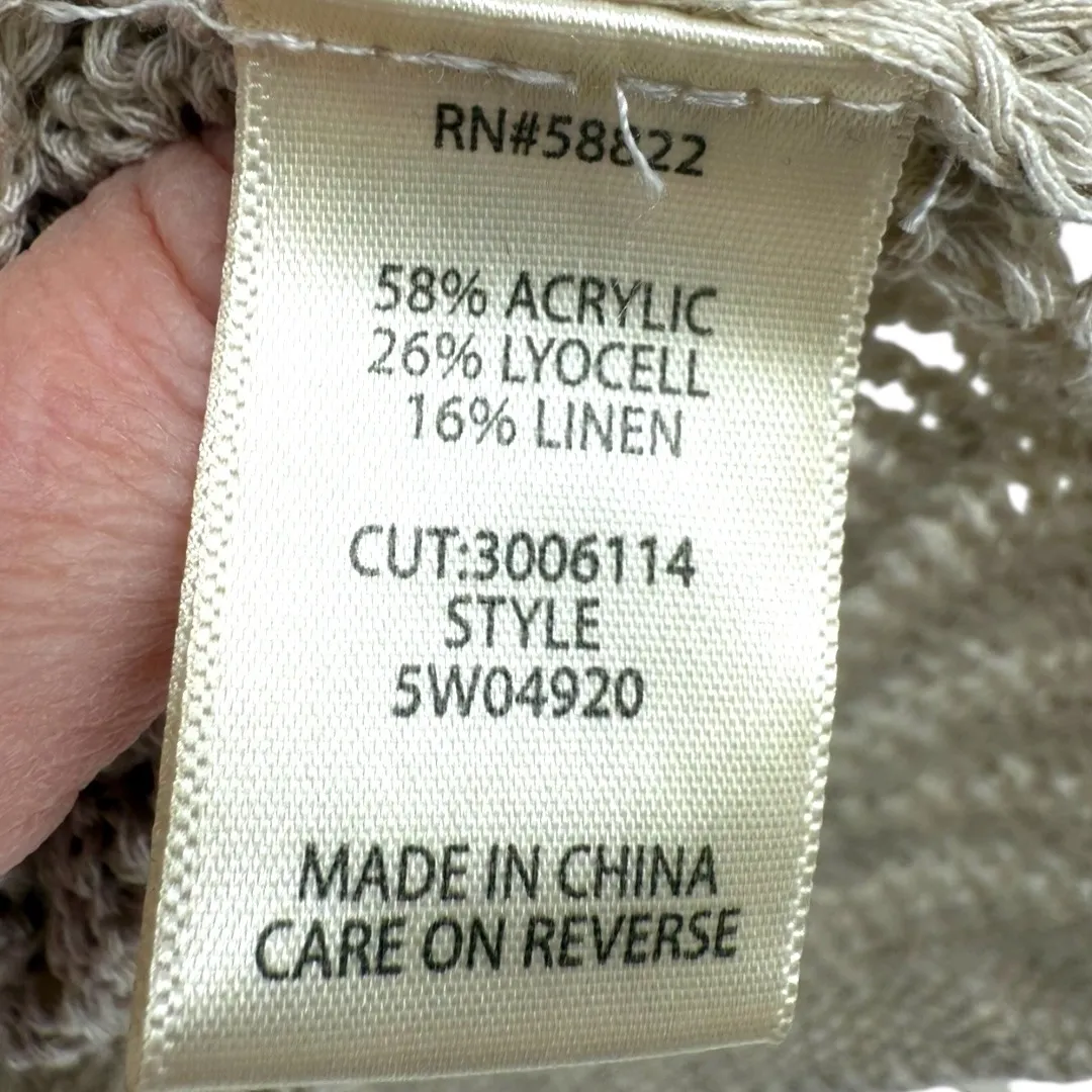 NWT MAX STUDIO Beige Crochet Open Knit Button Front Cardigan Sweater Size 3X - Image 12