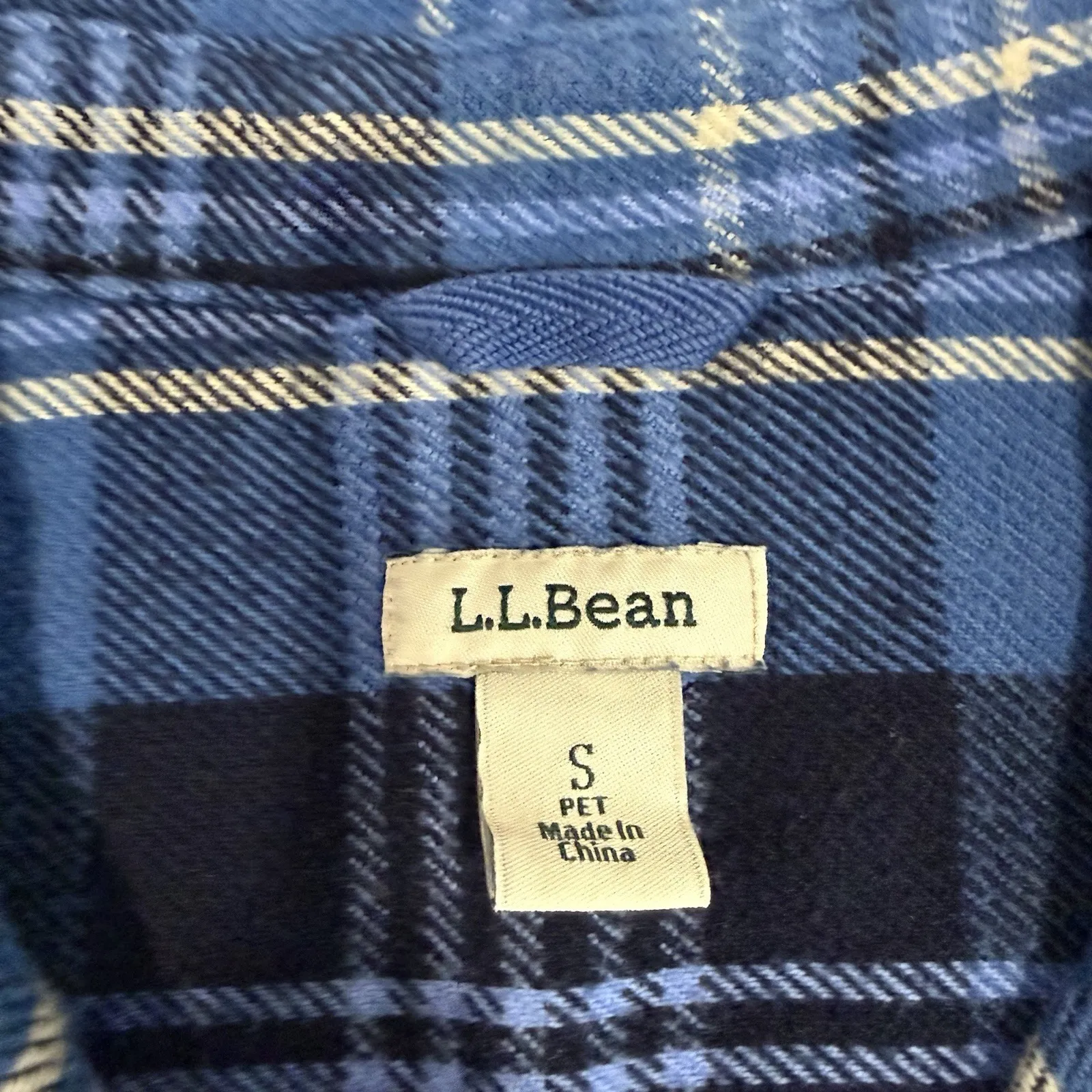 LL Bean Blue Plaid Organic Cotton Flannel Button Up Tunic Shirt SMALL PETITE Size undefined - Image 10