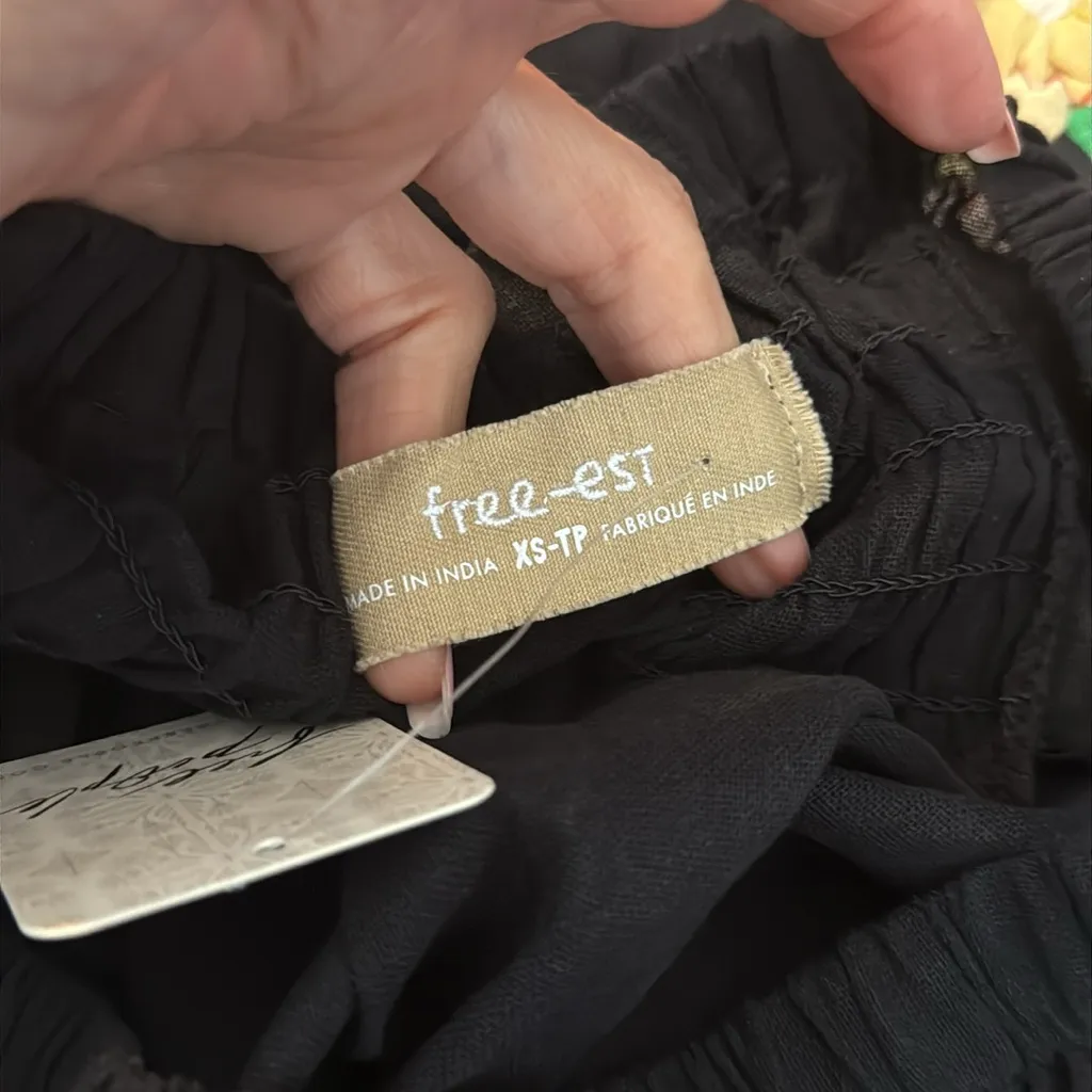 NWT Free People Free-est Rising Sun Black Elastic Waist Palazzo Pants - Image 4