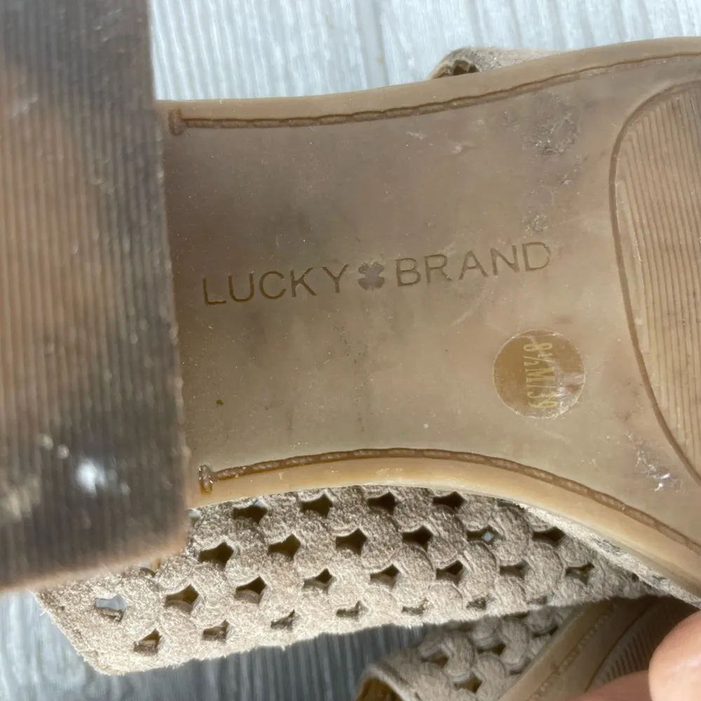 Lucky brand nacria suede block heels open sandals 8.5 shoes - Image 6