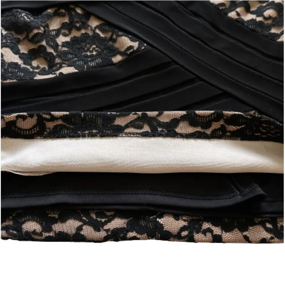 Adrianna Papell Black Tan Lace Tiered Sleeveless Cocktail Dress Size 4 - Image 10