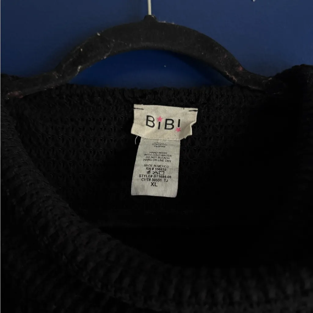 BiBi Textured Black Cowl Neck Sweater Size XL - Image 3