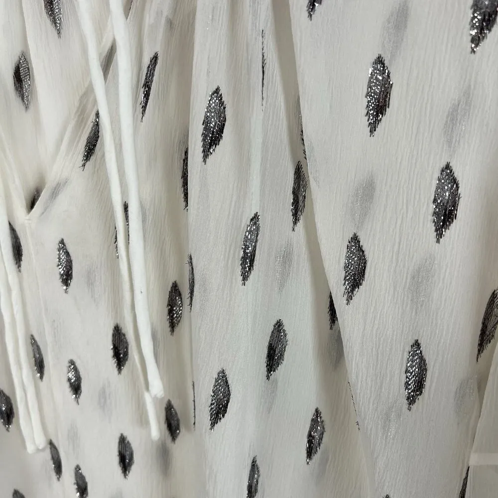 IRO Metallic Rain Drop Print Sheer Blouse Women’s Size 40/large Designer *Flawed - Image 5