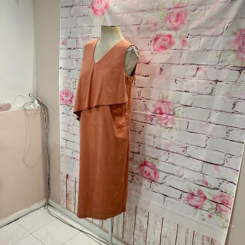 Chicos Black Label Women's Pink Faux Suede Sleeveless Midi Dress Size M 8/10 NWT - Image 2