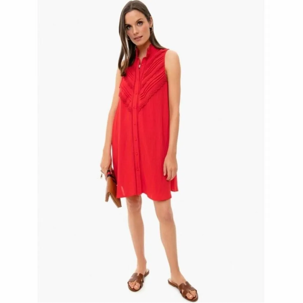 Tuckernuck Pomander Place Dutton‎ Eyelet Sleeveless Red Mini Dress Size Small - Image 2