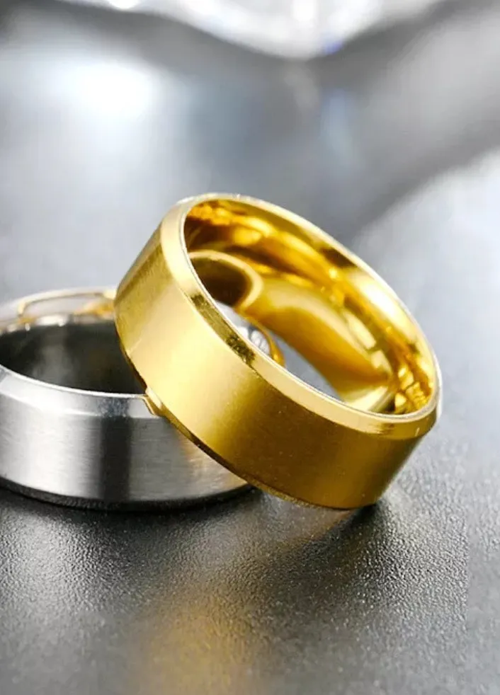 Tungsten Carbide Ring. Brushed Gold Center. Comfort Fit Wedding Band. - Image 3