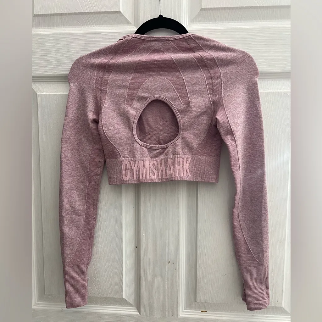 Gymshark Flex Crop Top Long Sleeve Active Deep Blush/White Size Small - Image 3