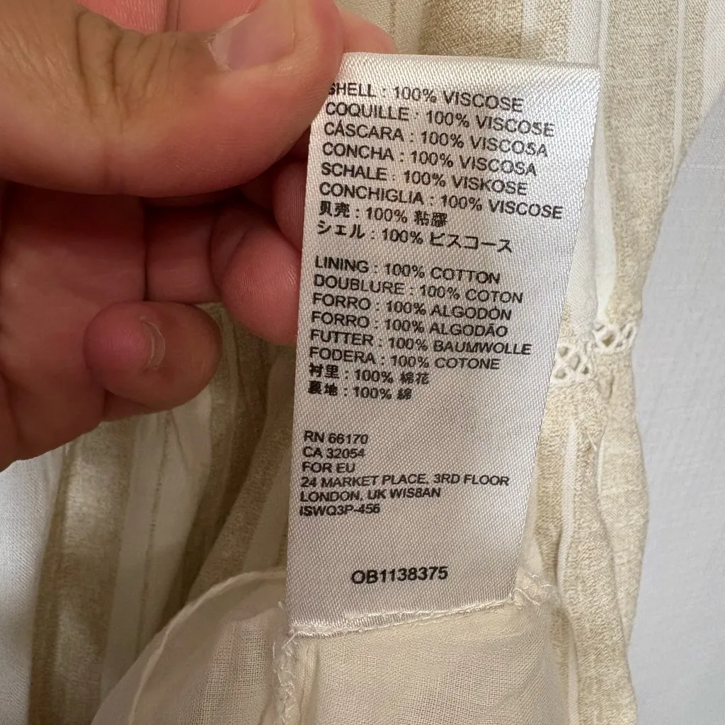 Urban Outfitters Cream and Tan Striped Midi Dress,Size S - Image 9