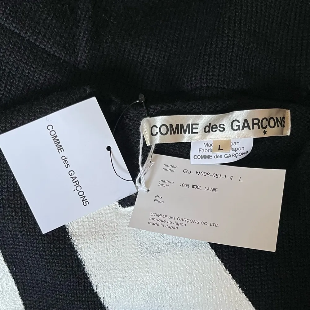 NEW Comme Des Garçons Women's Graphic High-Low Wool Sweater size L Black - Image 6