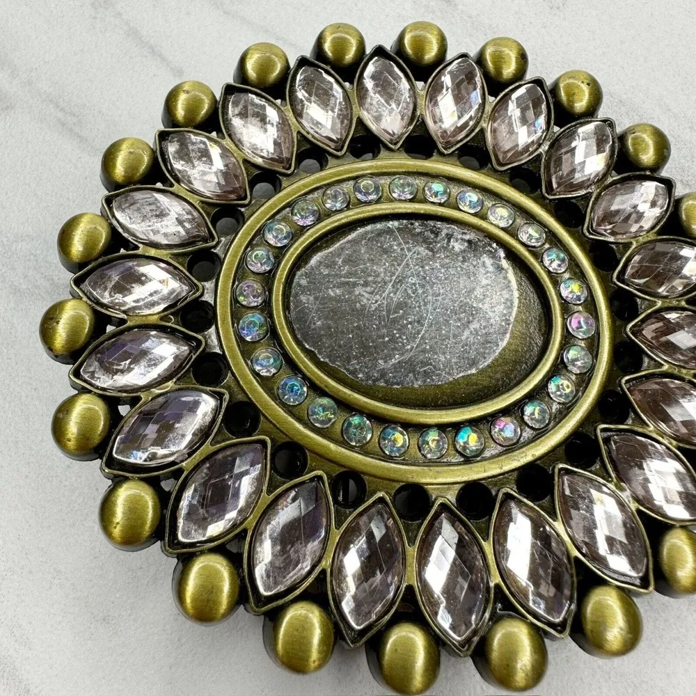 Rhinestone Studded Flower Belt Buckle - Image 2