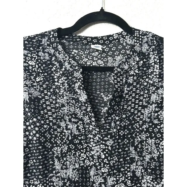Old Navy Womens Tunic Dress Size L Black Floral Print Long Sleeve Flowy Romantic - Image 14
