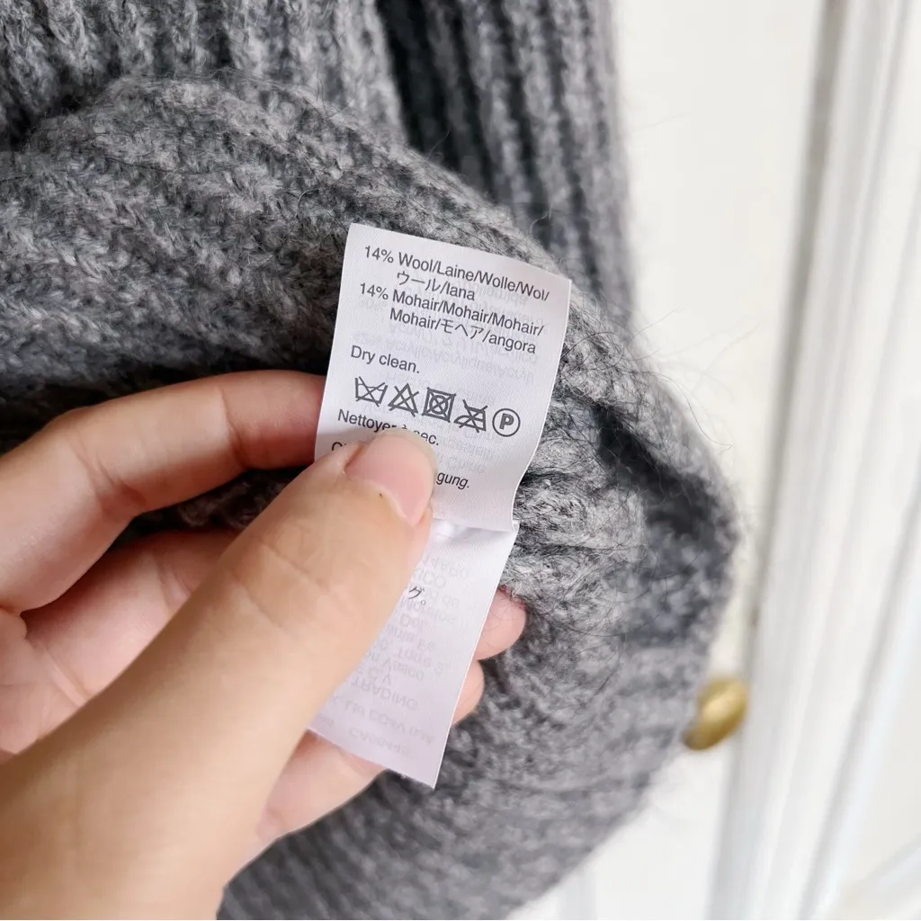 Point Sur • J Crew Mohair Ribbed Turtleneck Sweater cowl heather grey wool knit - Image 9