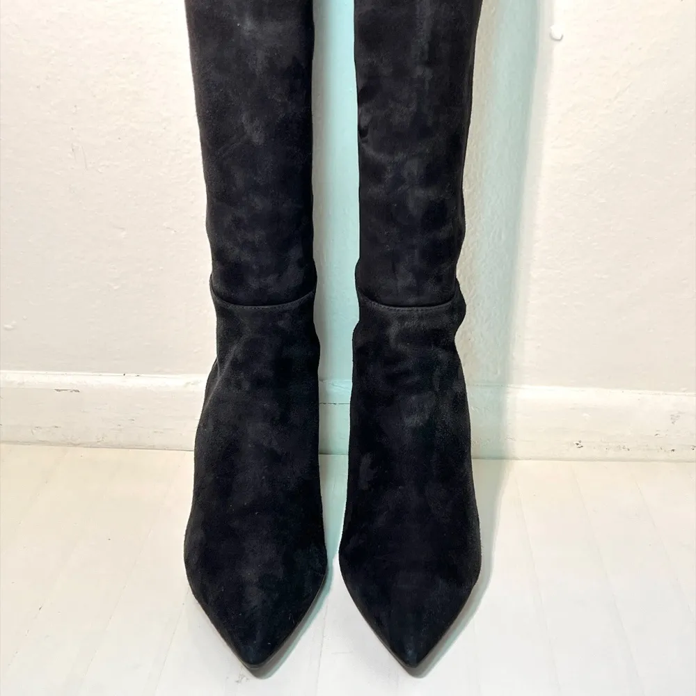 Stuart Weitzman 5050 Suede Pointy Toe Heel Boots - Image 4