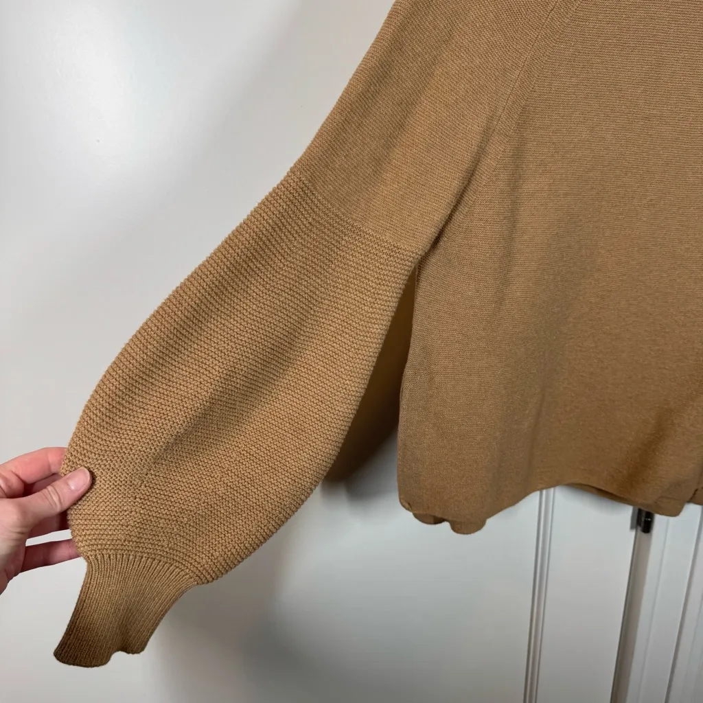 Apiece Apart Cotton Cashmere Tan Camel Sweater Crewneck puff sleeve size small - Image 3