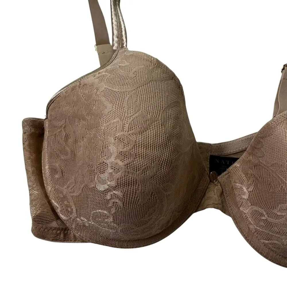Natori Beige Lace Floral Underwired Demi Bra Women Size 32D | 64 - Image 4