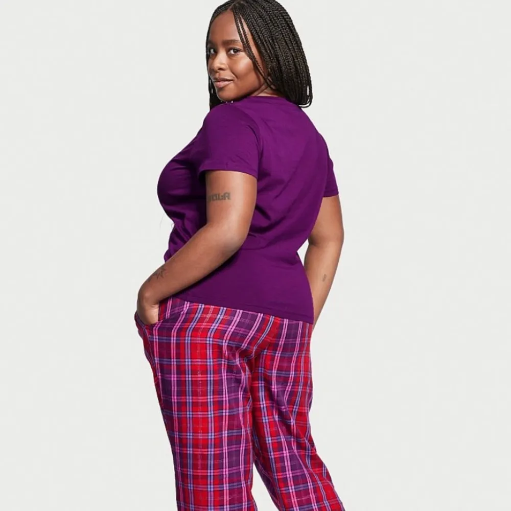 Victoria’s Secret Purple Plaid Flannel Tee-mama Set - Image 2
