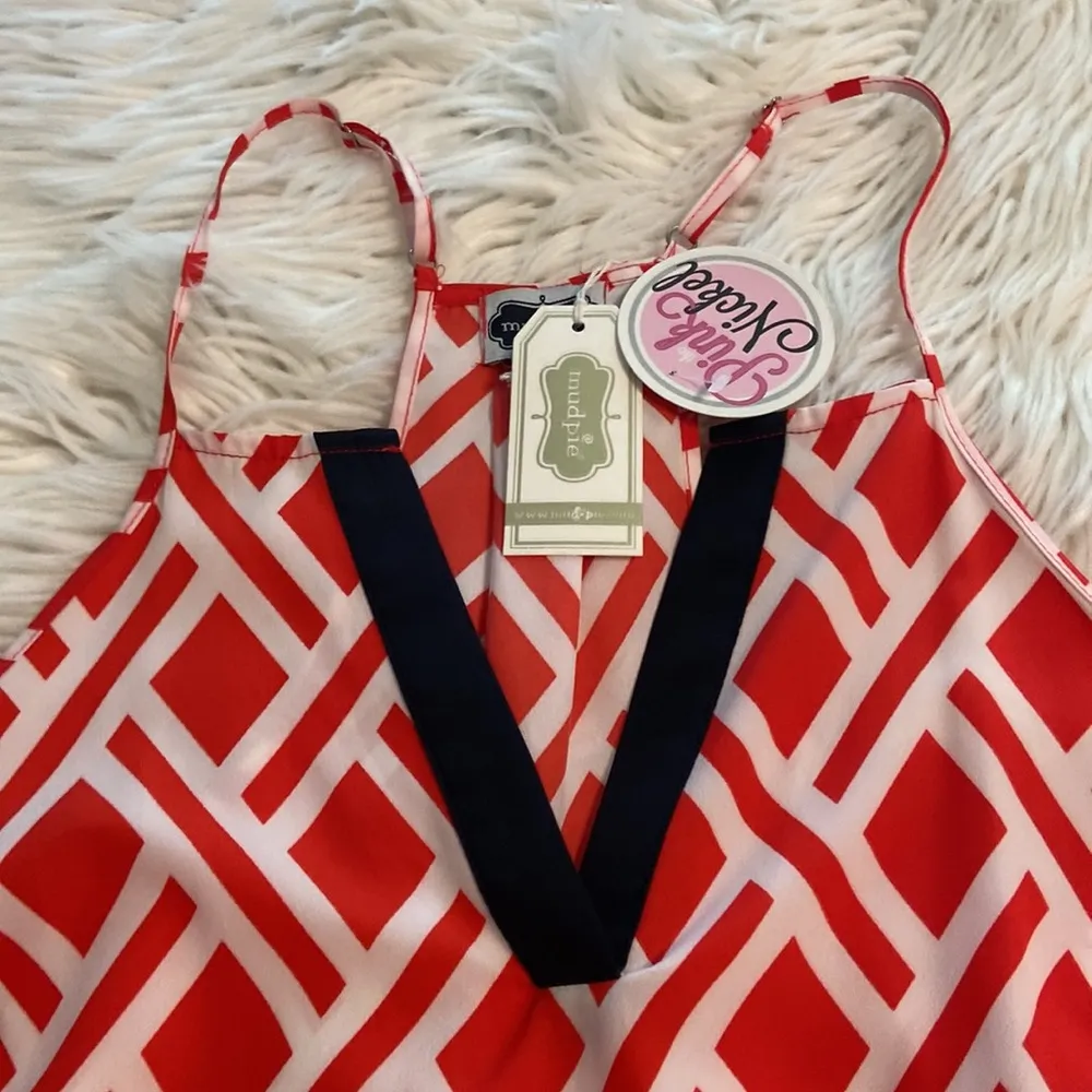 Mud Pie Summer Dress size M length 34” bust 34” brand new orange /navy blue - Image 8