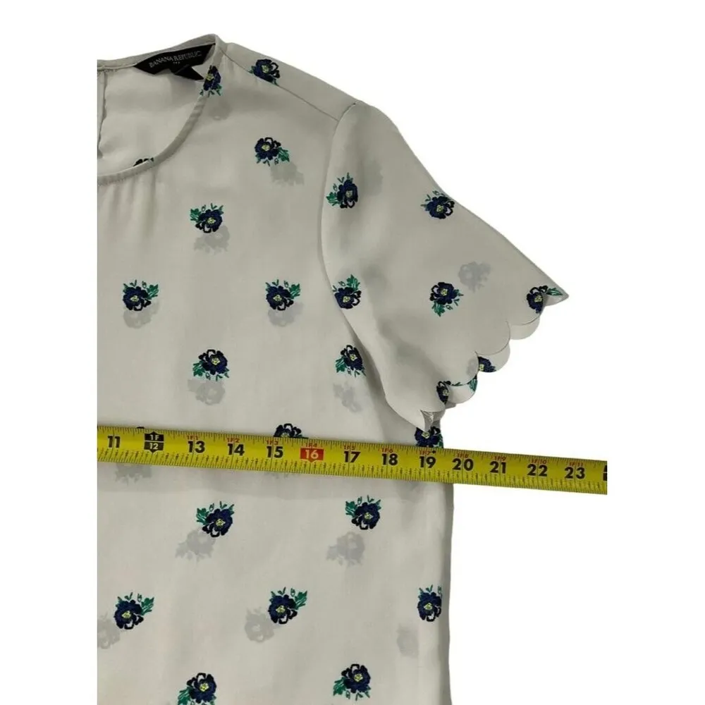 Banana Republic Women Size Small Floral Gray Shirt Blouse 27-132 - Image 6