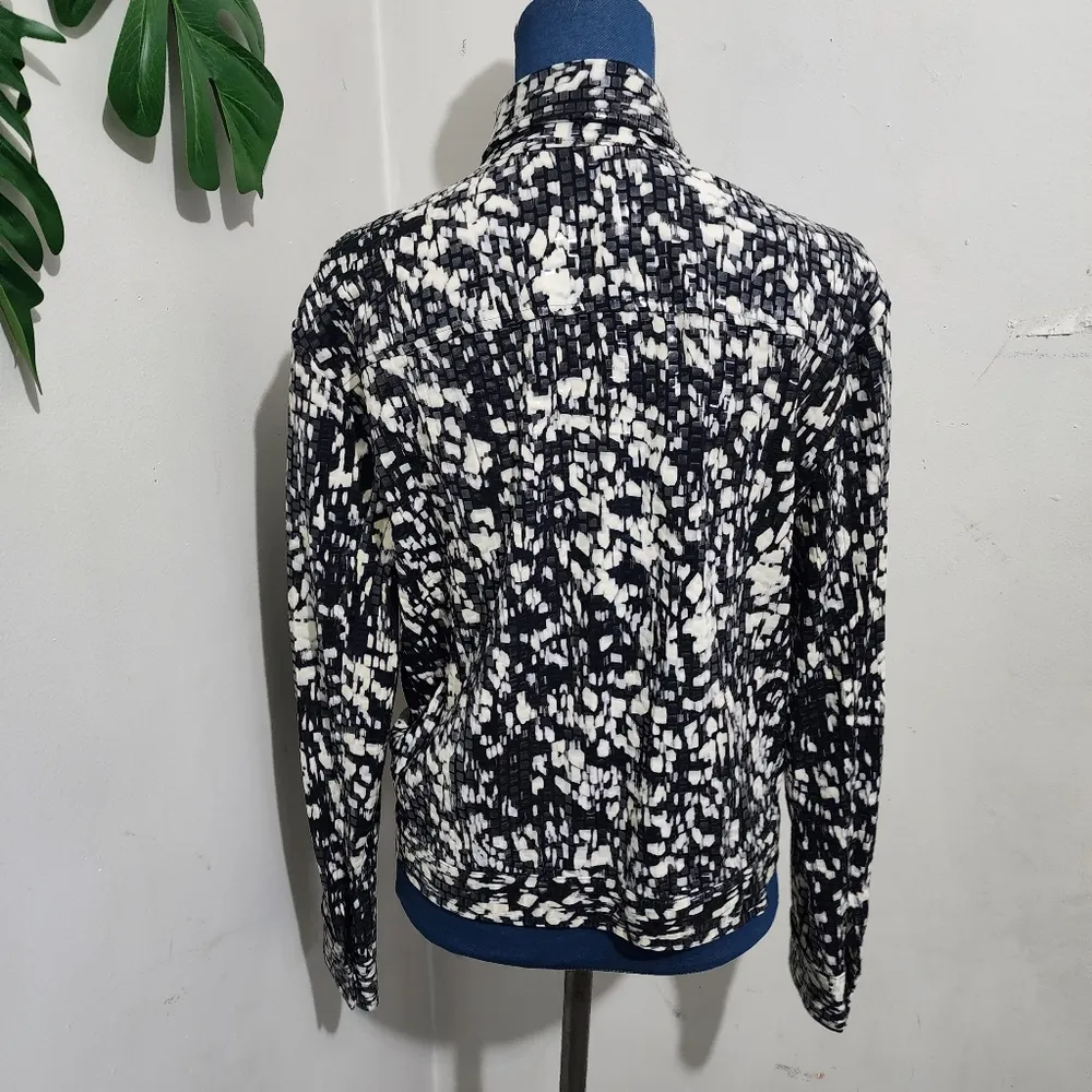 Notations Black White Sequin Shimmer Shirt Jacket Top Shacket - Image 5