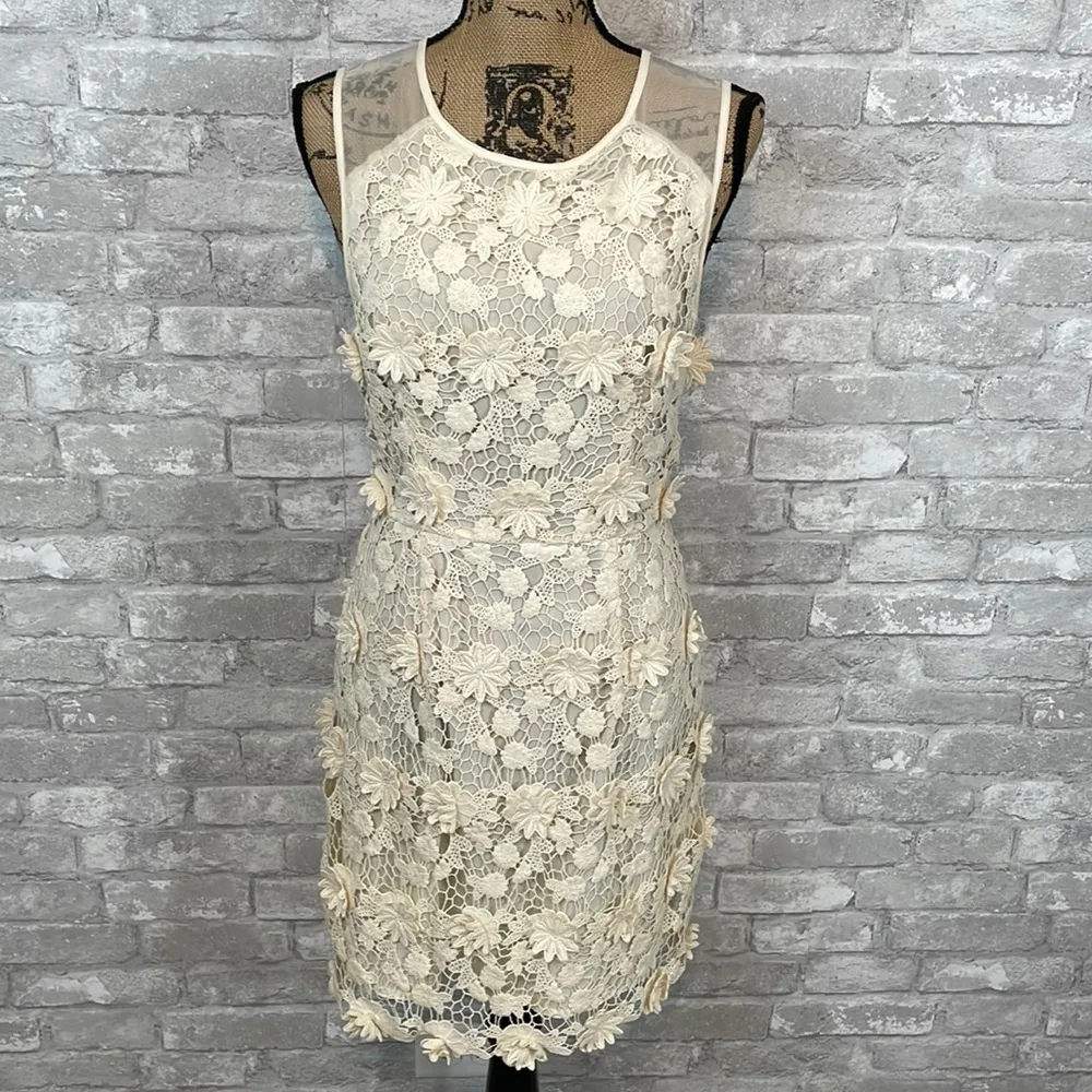 Thistlepearl Crochet Lace Floral Ivory Dress - Image 2
