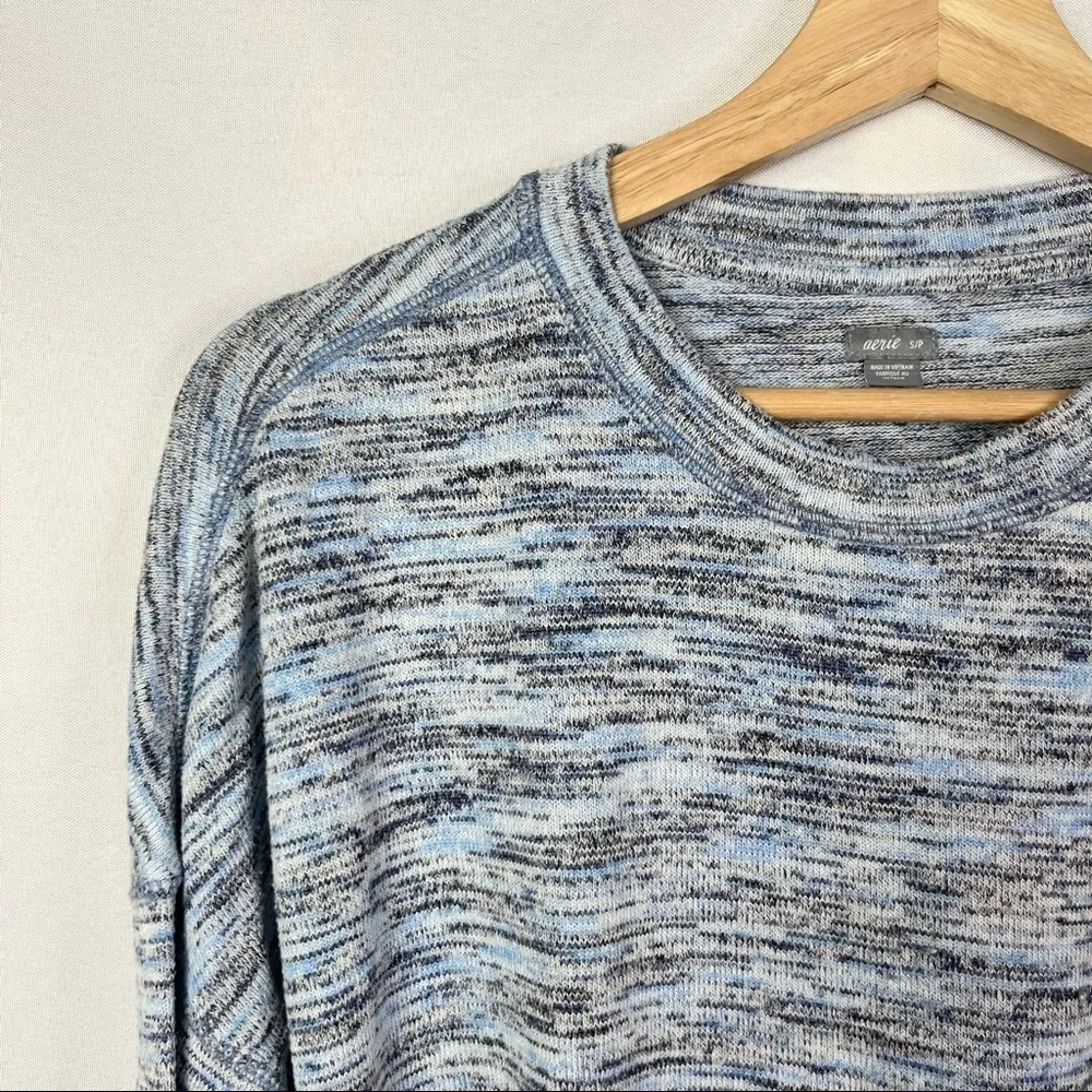Aerie Blue Brushed Knit Tie Waist Long Sleeve Top S - Image 5