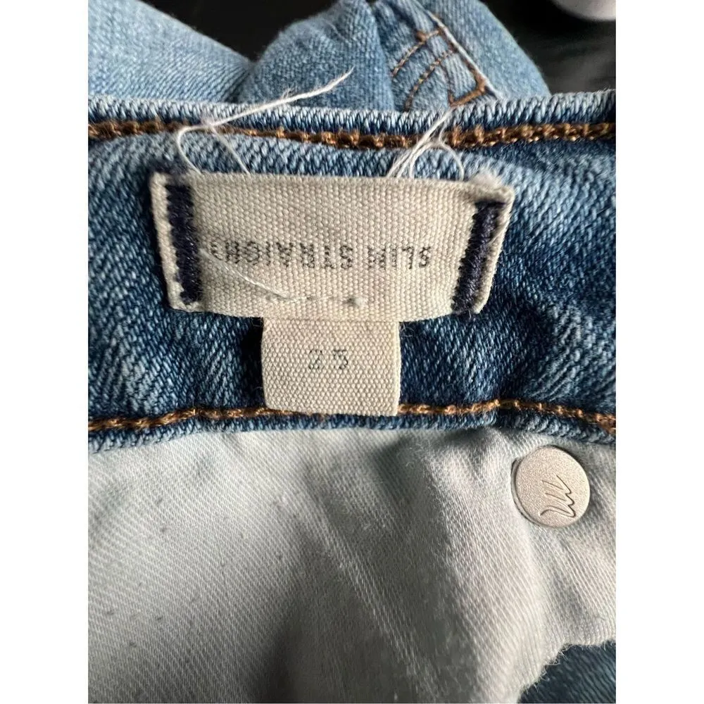 Madewell Slim Straight Leg Mid-Rise Light Wash Denim Jeans - Image 3