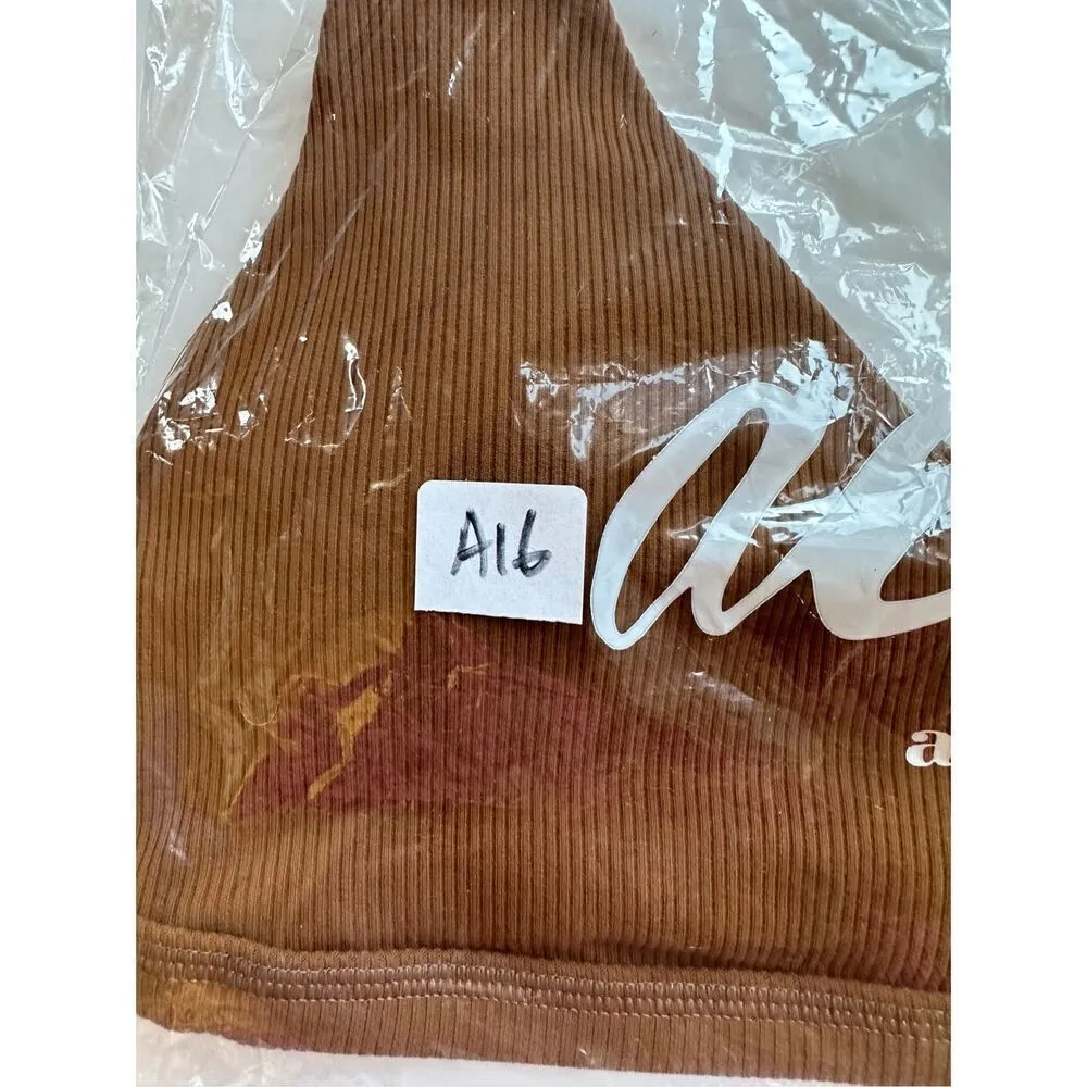 Size S OFFLINE by Aerie Ribbed Plunge Sports Bra in Medium Brown - Image 5