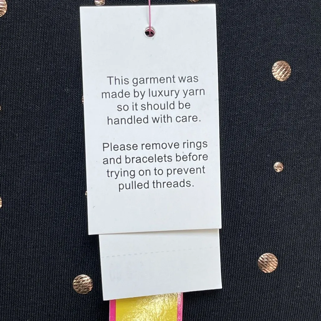 Catherine Melandrino midi black dress with golden studs Party coctail brunch M - Image 6