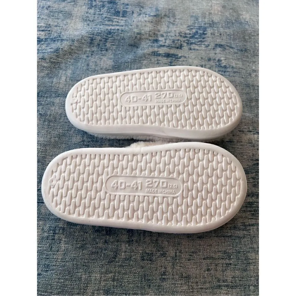 Cream Faux Fur Platform Slipper Slides Euro 40 - Image 5