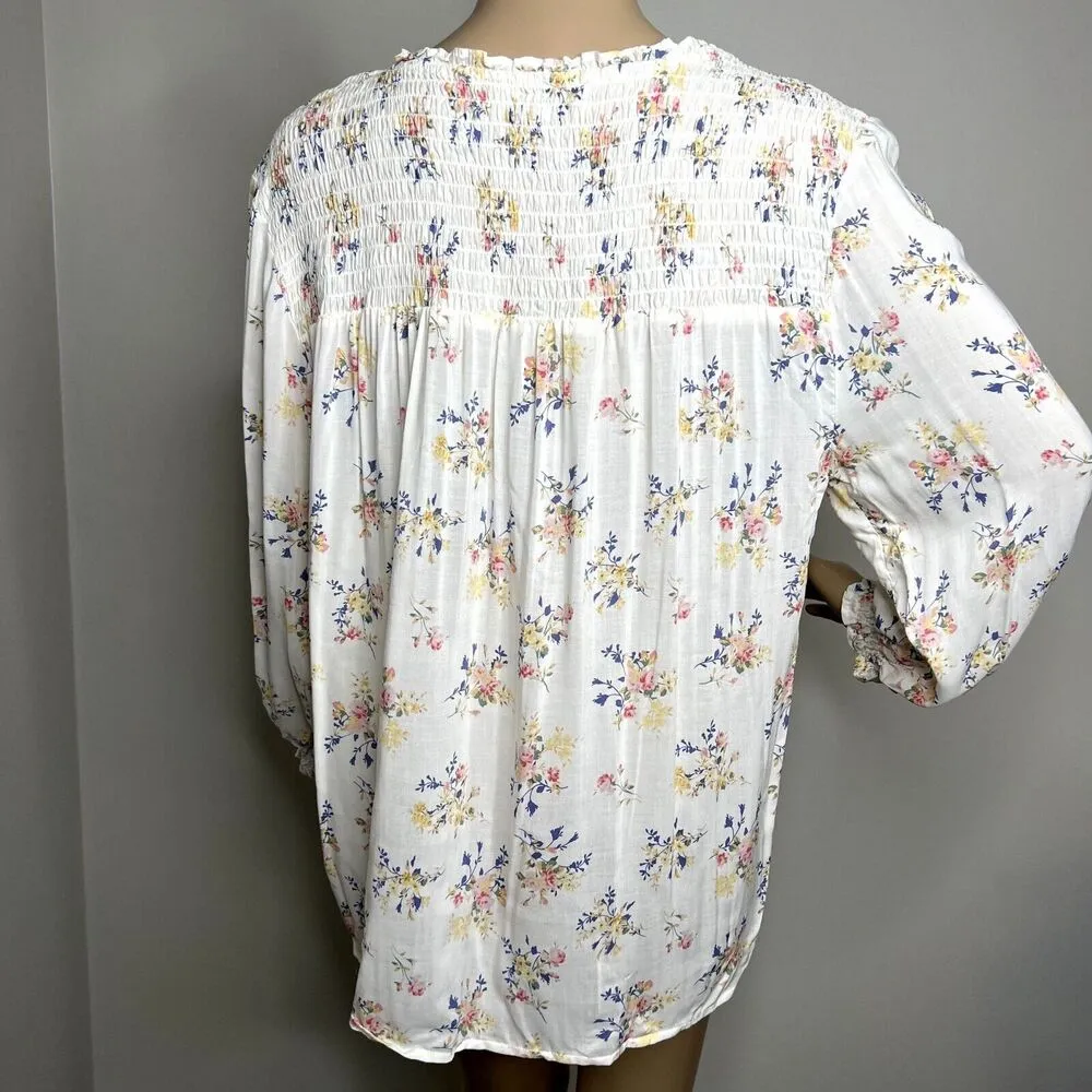 Cynthia Rowley Floral Smoked Peasant Blouse - Image 3