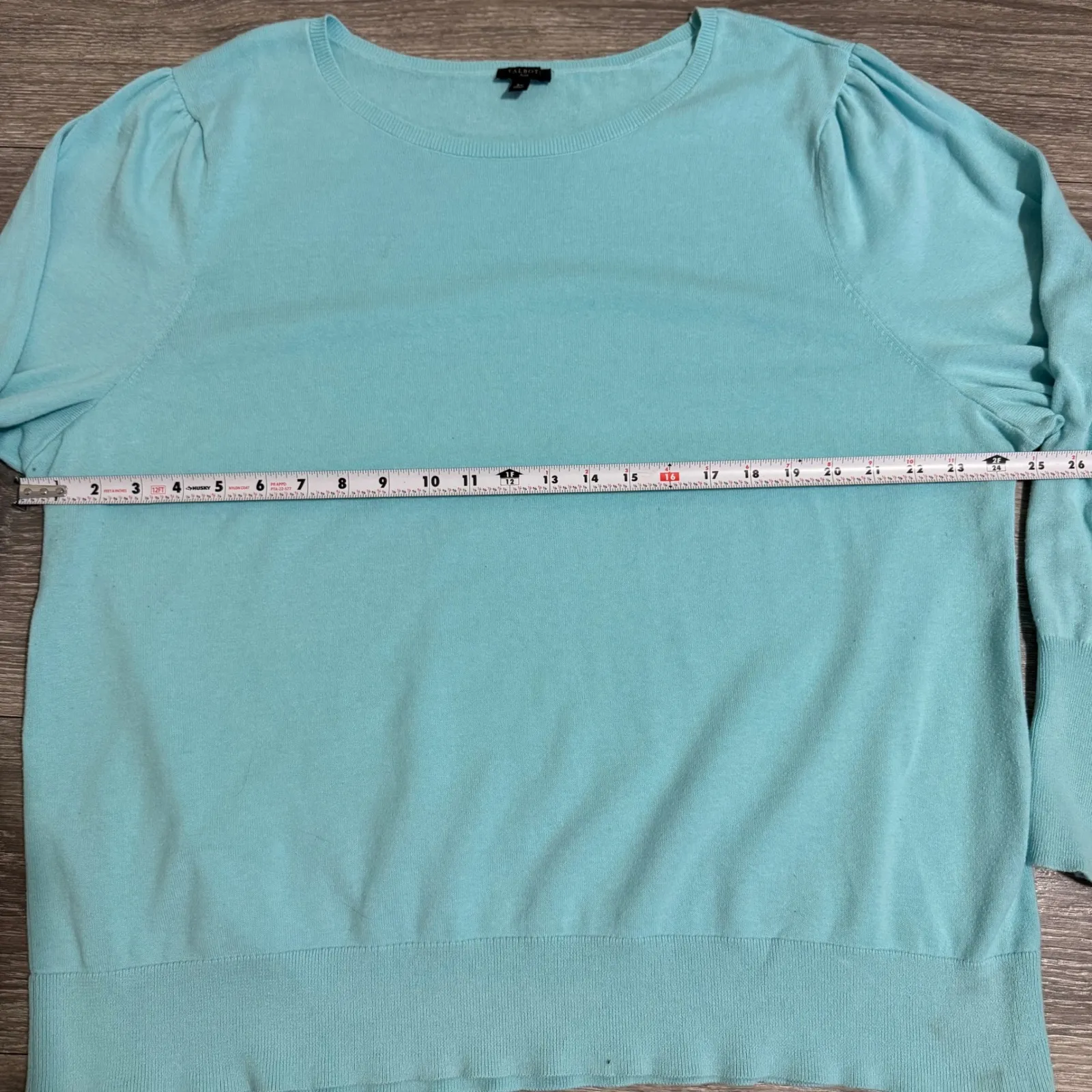 Talbots Plus Teal Blue Boat Neck Sweater Cuff Button Detail Long Sleeve Size 3X - Image 8