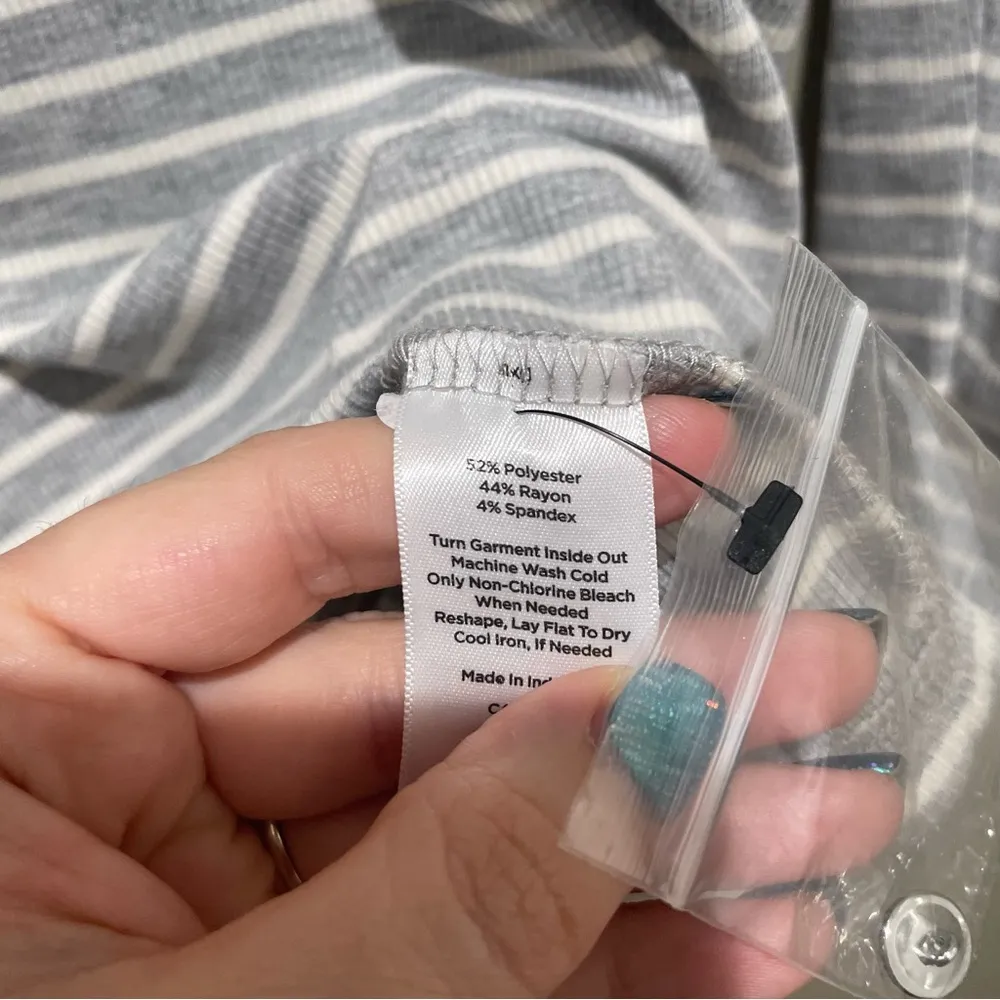 Talbots Striped Turtleneck Neck Sweater Top Gray White Petite Women’s Size XL - Image 9