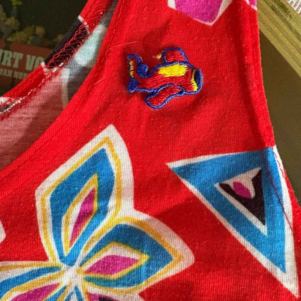 Vintage 90s red multi floral jumper maximalist art teacher Miss Frizzle dress Size 14 - Image 8