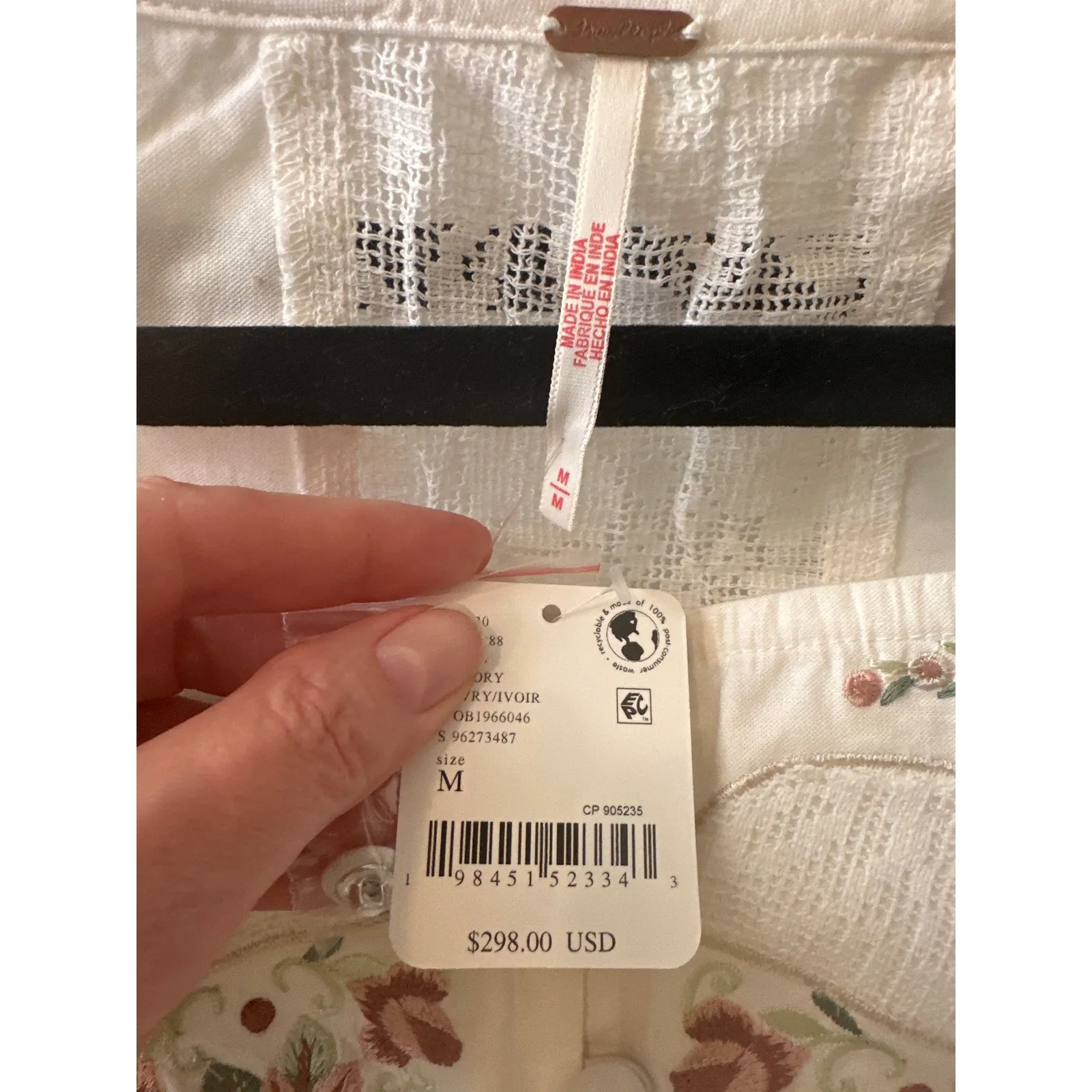 Free People Maeberrie Embroidered Crop Top & Skirt Set Ivory Size M NWT - Image 8