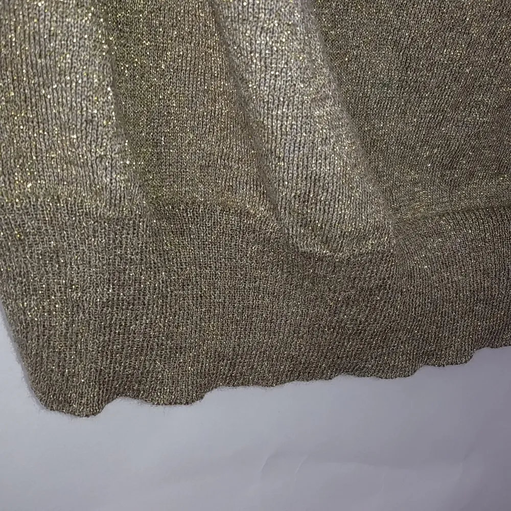 Loft L Golden Sparkle Cowl Neck Sleeveless Top - Image 2