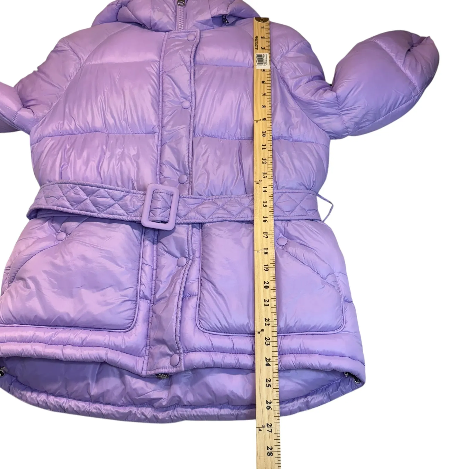 Toboggan Canada Puffer Jacket Belted Hooded Lilac Purple Warm Women Small - Image 9