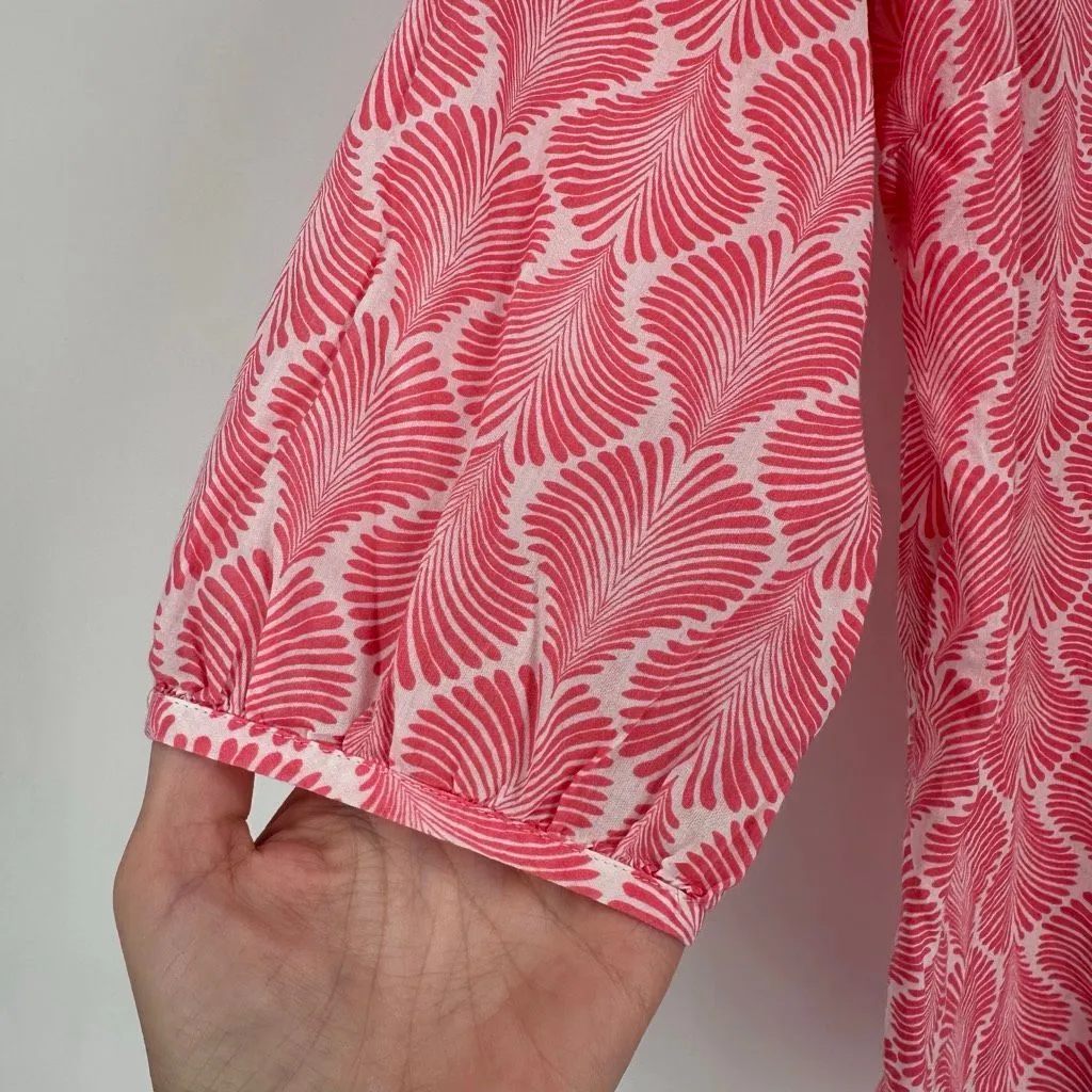 Talbots Women's‎ Button Up Pleated Coastal Pink Blouse Top Size L Cotton Beach - Image 10