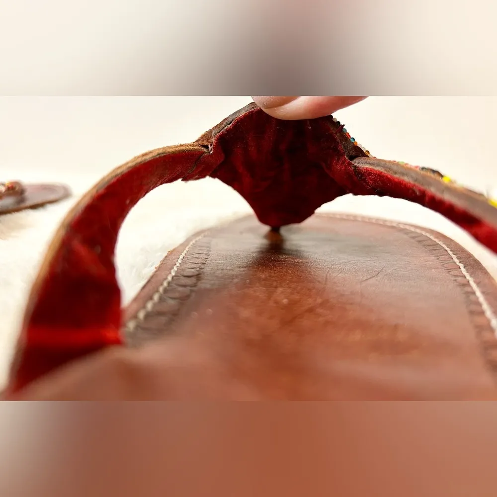 African Maasai Multicolored Beaded Flip Flop Sandals Size 40/9 Brown - Image 7