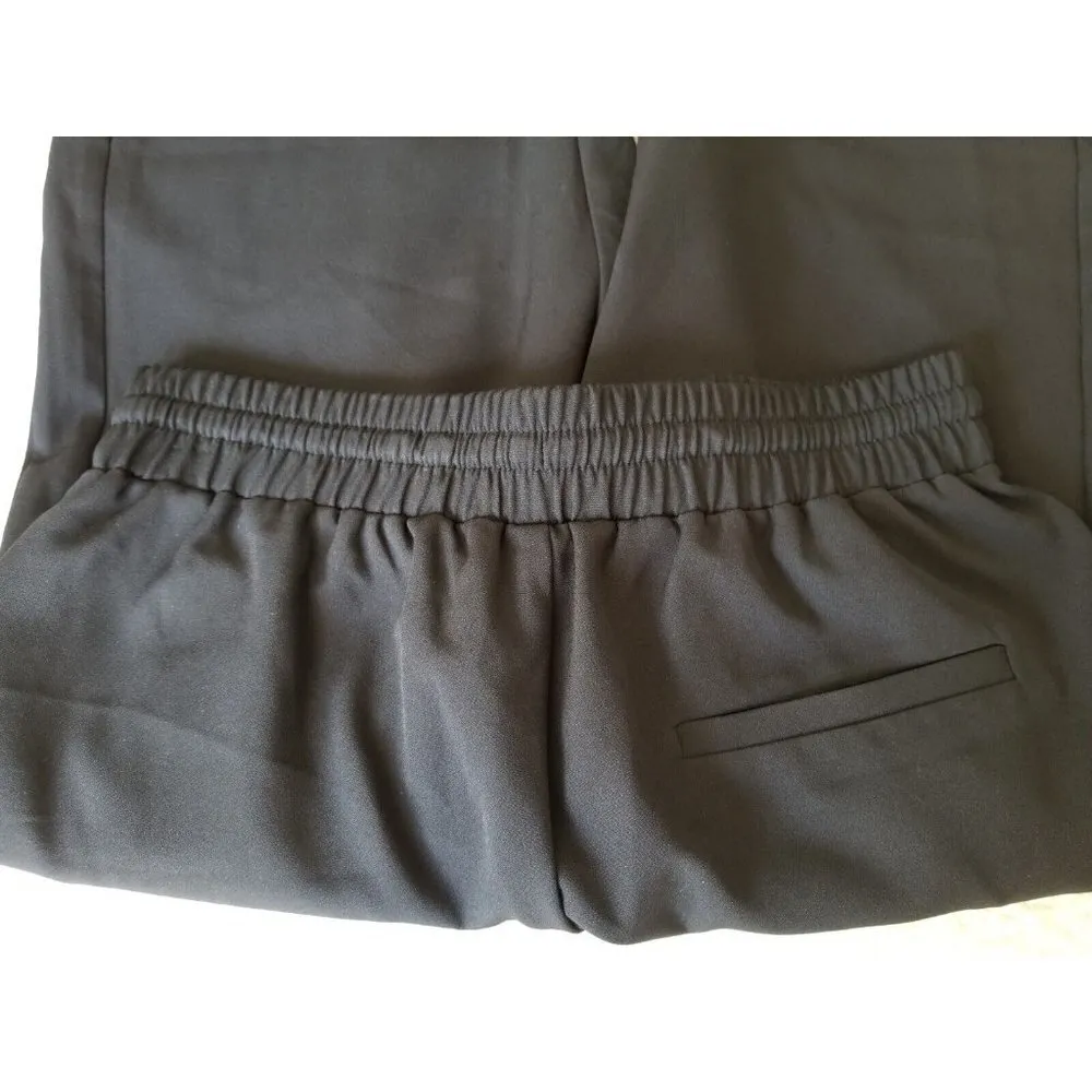 Topshop Black Crepe de Chine Jogger Pants with Pockets Elastic Waist Womens Sz 6 - Image 3