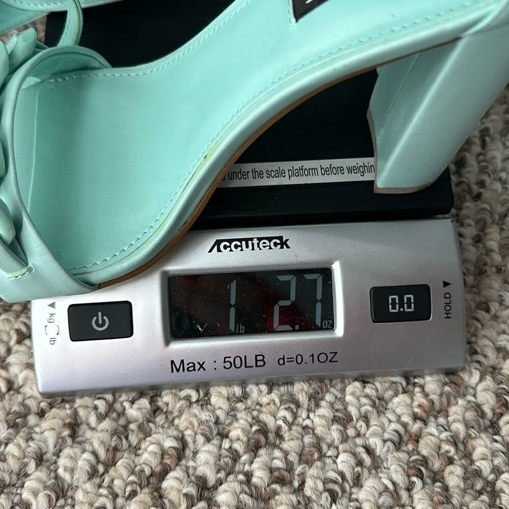 NWOT Nine West Womens Mindful Chain Square‎ Toe Heeled Sandals Mint Green Size 8 - Image 10