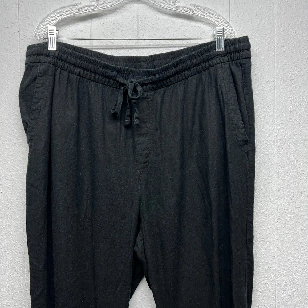 Old Navy Pull On Linen Blend Ankle Pants Womens XL Beach Nautical Coastal Summer - Image 3