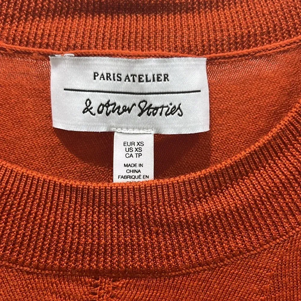 & Other Stories Wool Long Sleeve Jumper Terracotta Sz XS - Image 3