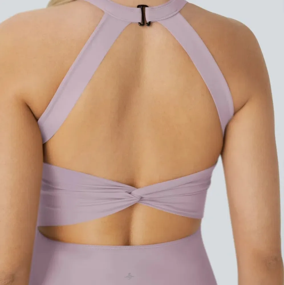 NWT Softlyzero Airy Backless Twisted Cool Touch Dance Active Dress Pink Purple M - Image 4