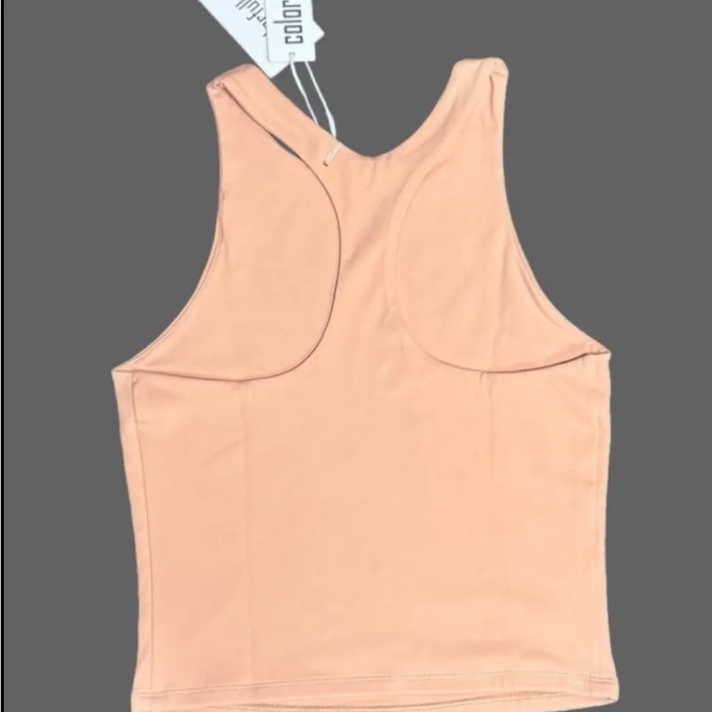 NWT Colorfulkoala Ivory High Neck Contour Tank Top Crop Double Lined - Medium - Image 7