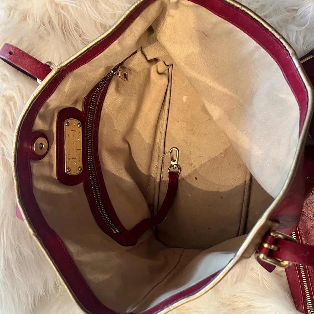 LONGCHAMP LM Cuir Large Tote Bag Leather Handbag Purse Logo Red - Image 4