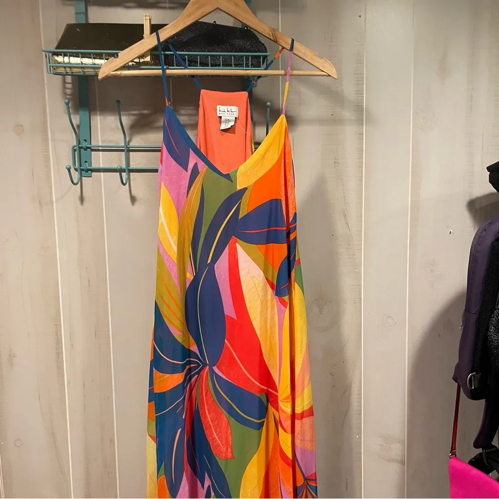 Cute NWOT floral tropixal maxi pull on dress Nicole Miller jungle beach safari - Image 5