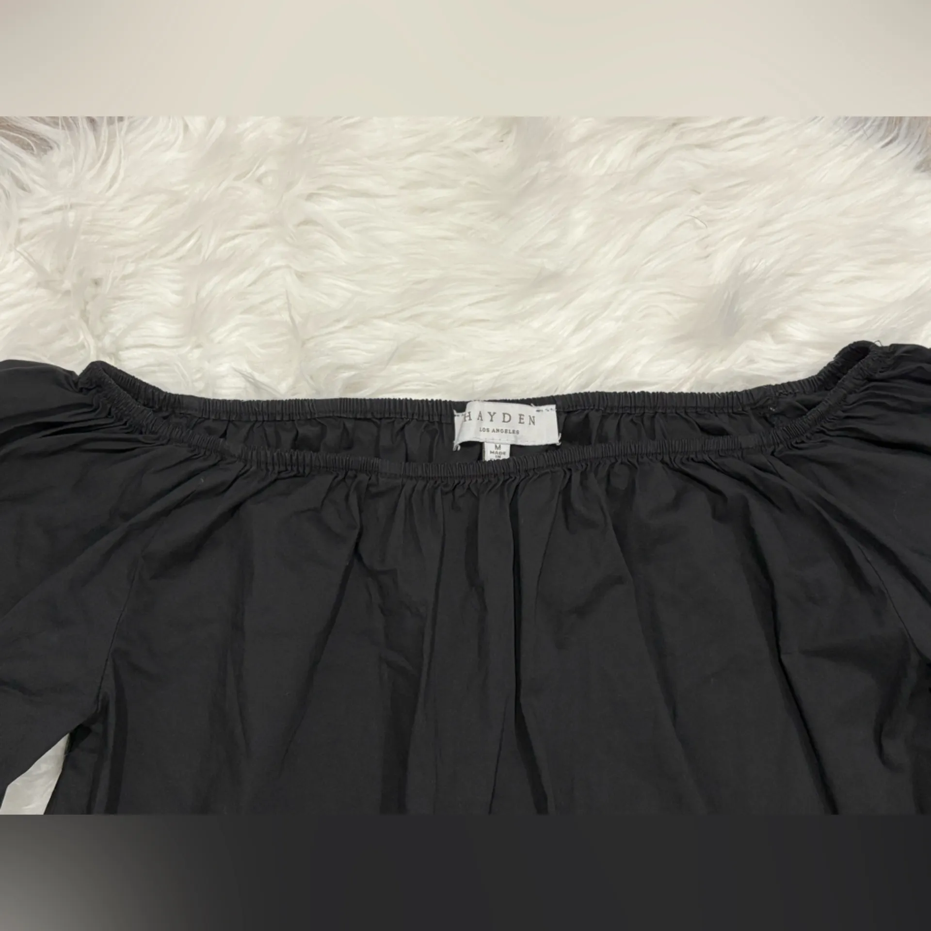 Hayden  Elegant Black Gathered Top Size M - Image 4