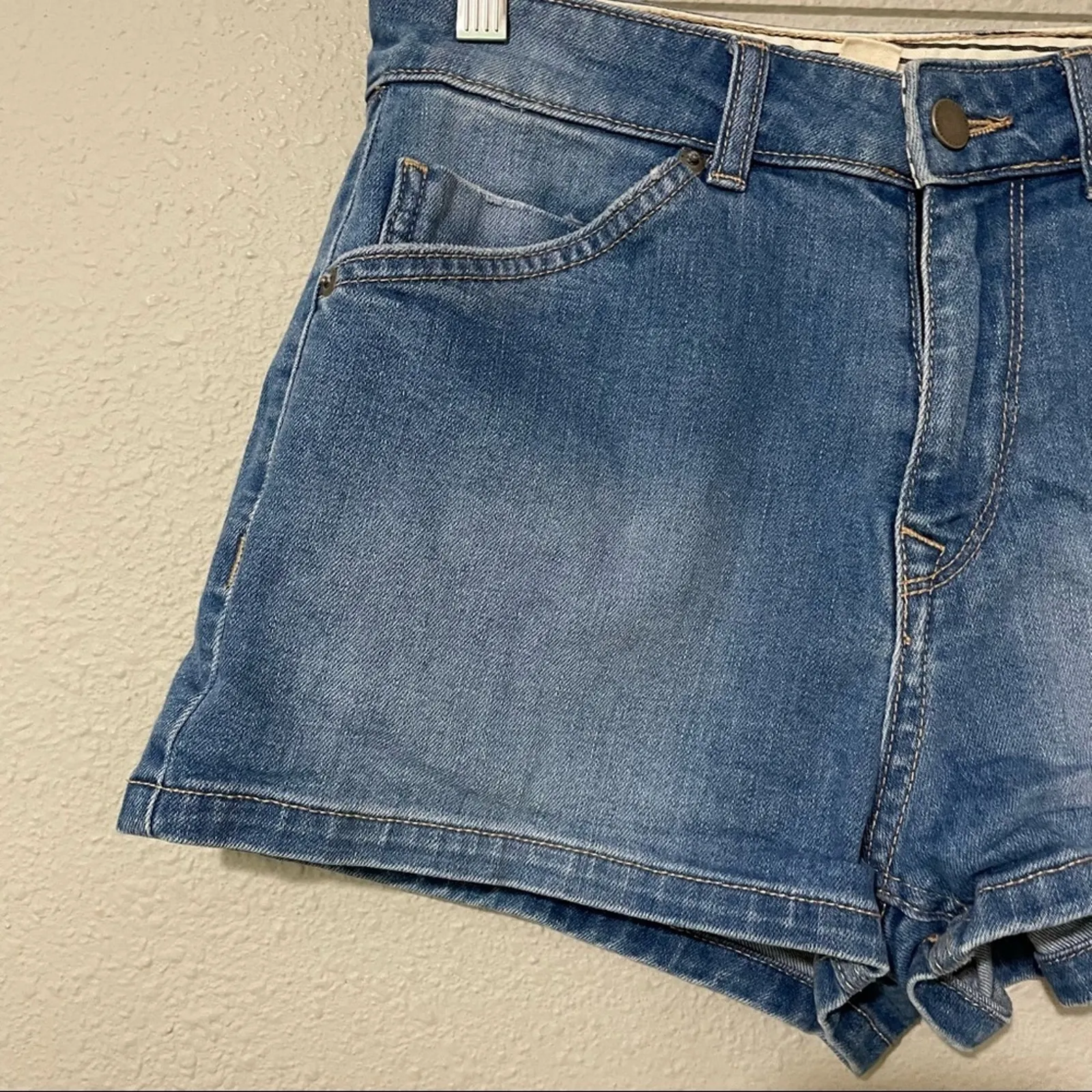 Roxy High Rise Super Short Jean Shorts Womens 26 Blue Denim Stretch Beach Summer - Image 2
